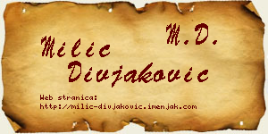 Milić Divjaković vizit kartica
